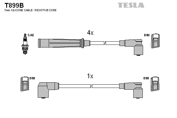 Кабель запалювання к-кт TESLA Mazda 626 1,8 T899B - зображення 1