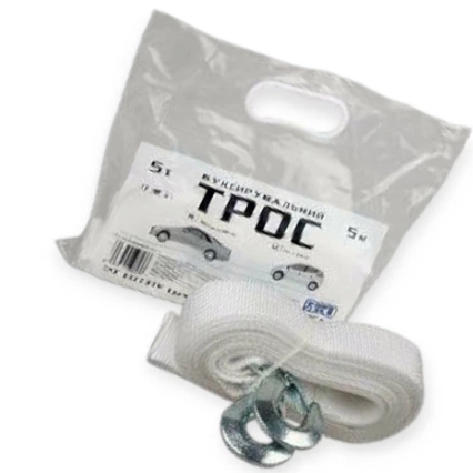трос буксир. лента   5 т х 5,0м х 50мм крюк/белый/кулек Vitol