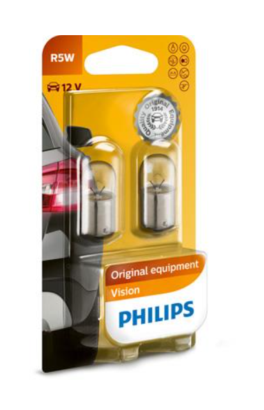 лампа A 12V R5W BA15s PHILIPS (пара) 12821B2 - зображення 2