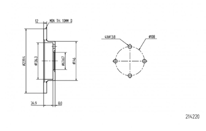 диск тормозной пер. Ford Fiesta, Courier, Mazda 121 95-> (d240x12mm)  (HART)