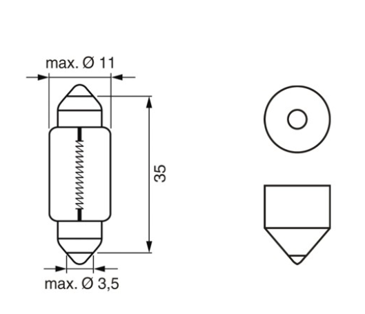лампа AC салона 12V 5W 11*37mm SV8,5 BOSCH
