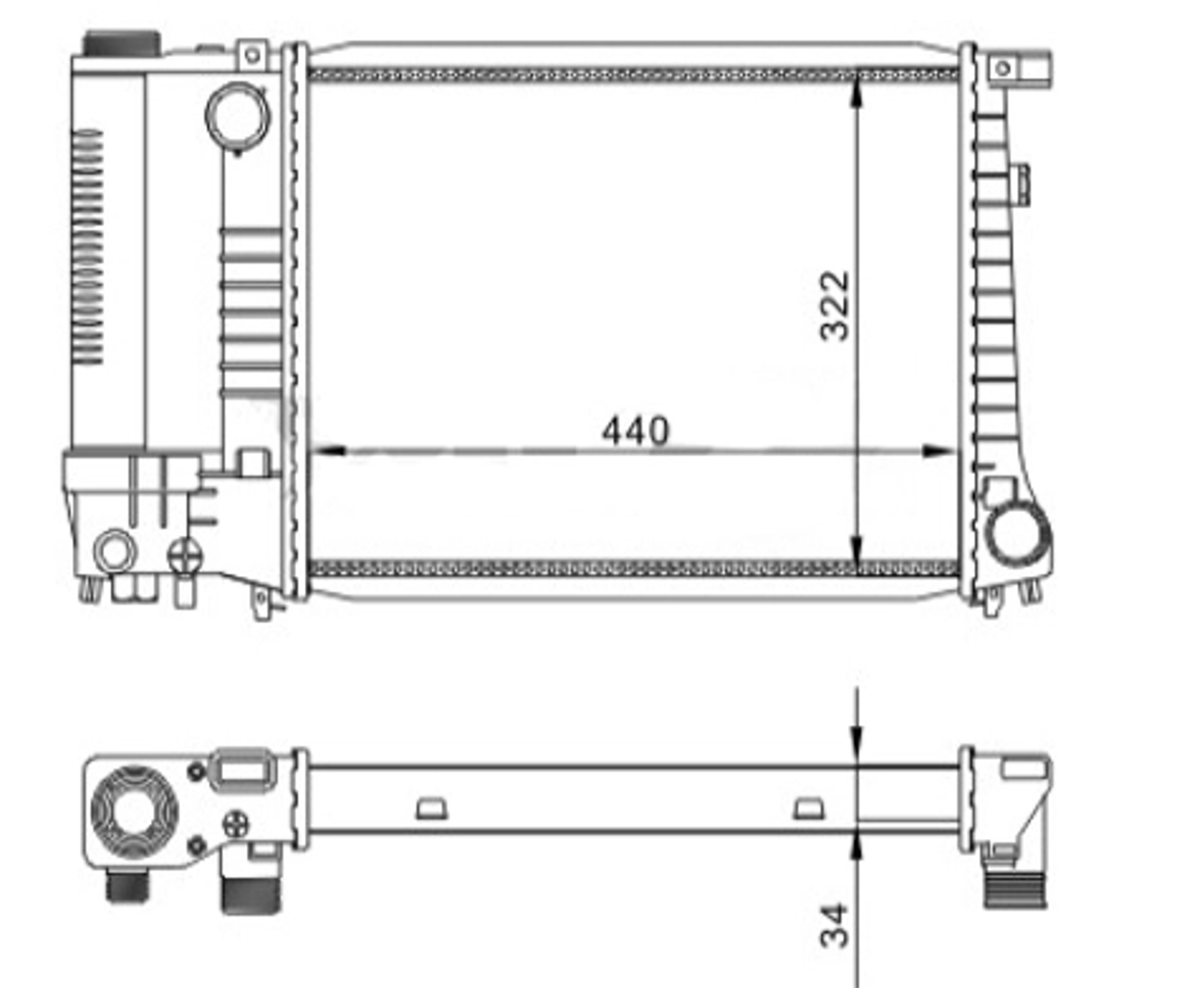 радиатор двиг. BMW 3 (E30/E36), 5 (E34) 1.6-2.8i (88-99)  (HART)