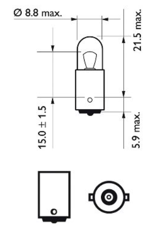 лампа A 12V T4W BA9s PHILIPS 12929CP - зображення 2