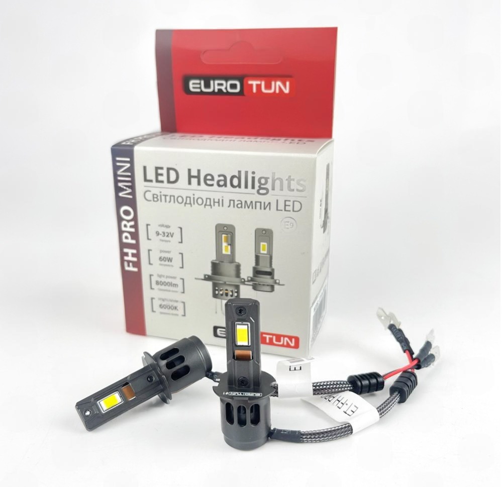 лампа LED H3 12V-24V  60W EUROTUN FH PRO 8000L 6000K радиатор