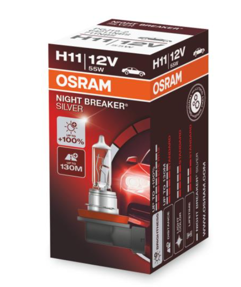 лампа H11 12V 55W OSRAM Silverstar Night Breaker Silver +100%