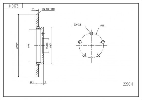 диск тормозной зад. Ford Mondeo 00-> (d280x12mm)  (HART)