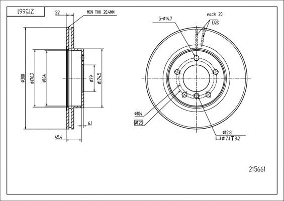 диск тормозной пер. BMW 3 (E46) (300x22mm)  (HART)
