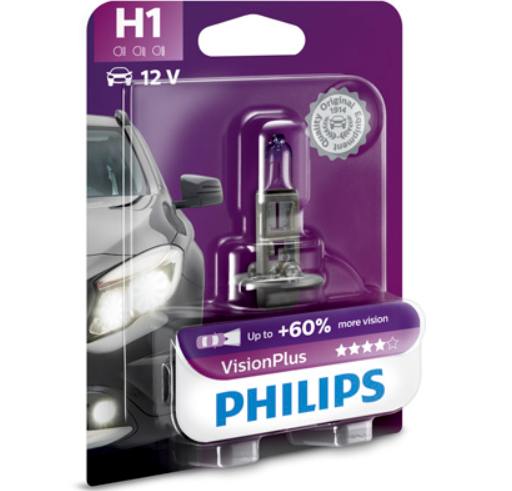 лампа  H1 12V 55 W PHILIPS Vision Plus +60%