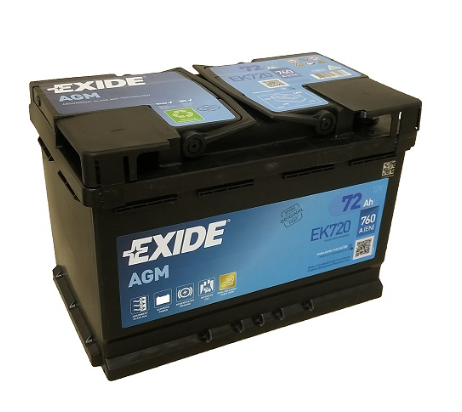 Аккумулятор EXIDE  72Ач 760А AGM (Start-Stop) (L3) (0) (L3) Евро правый +