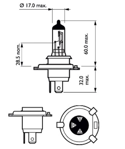 лампа H4 12V 60/55 (43) PHILIPS Vision Plus +60% 12342VPB1 - зображення 3
