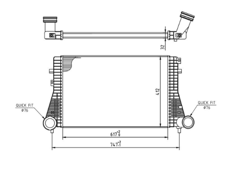 радиатор интеркулера VW Caddy III 1.9 TDI (04-10)  (HART)