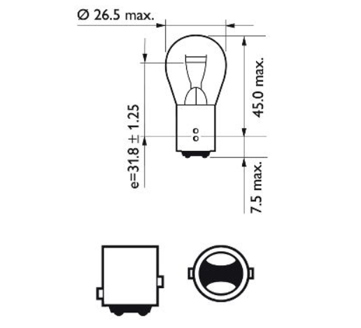 лампа A 12V P21/5W BAY15d PHILIPS (пара) 12499B2 - зображення 3