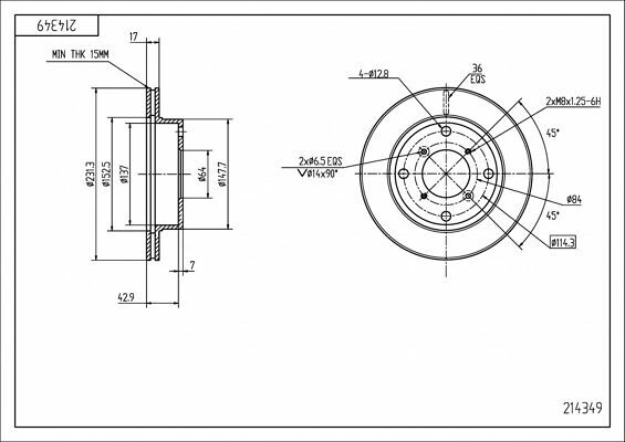 диск тормозной пер. Suzuki Swift, Alto, Subaru Justy II 89-> (d231x17mm)  (HART)