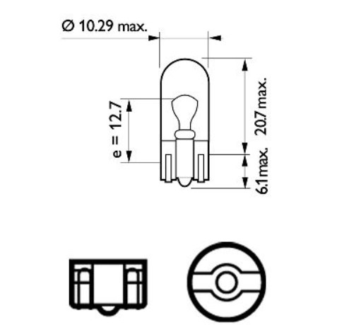 лампа БЦ 12V 5W W2.1х9.5d PHILIPS Long Life ECO 12961LLECOCP - зображення 2