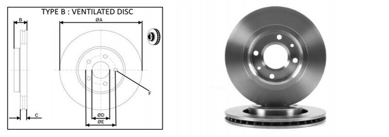 диск тормозной пер. Citroen Berlingo-Peugeot Partner (01-08), (266mmx22mm)  (APLUS)