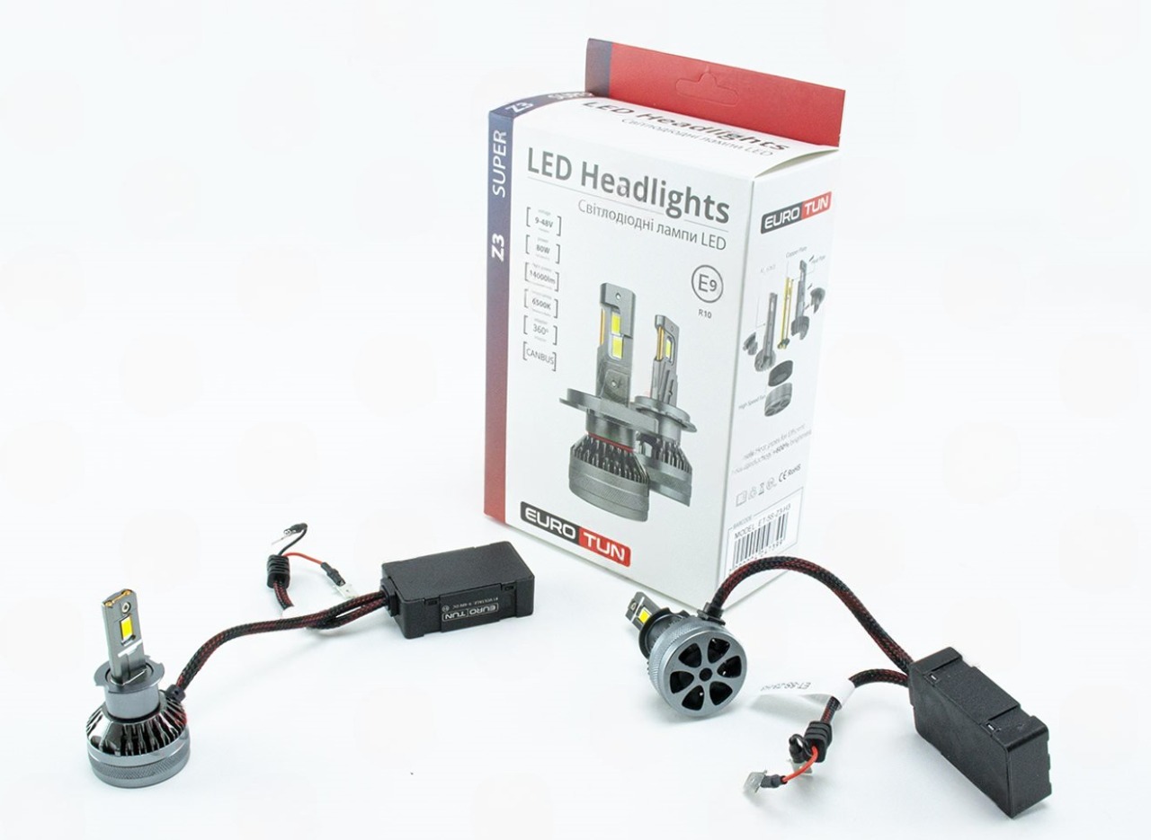 лампа LED H3 12V-24V  80W EUROTUN Z3 14000L 6500K CAN BUS радиатор с вентилят.