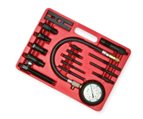 компрессометр 70 Атм дизель с шлангом, 14 переходников (кейс) Intertool