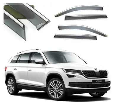 ветровик Skoda Kodiaq 2017->  (скотч) TopVisor  c хром молдингом