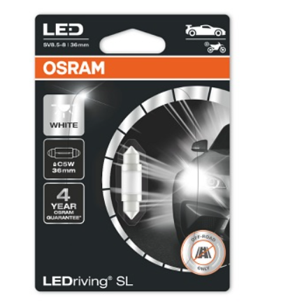 Лампа светодиодная AC лазер. 12-10 WHITE  0.6W 6000K 36мм OSRAM