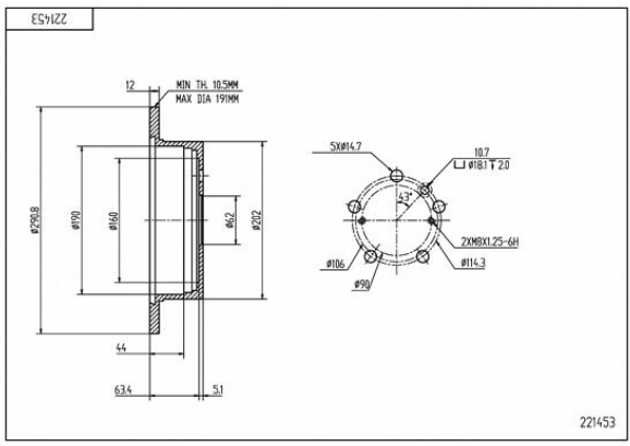 диск тормозной зад. Toyota Avensis Verso, Previa 01-> (291x12)  (HART)