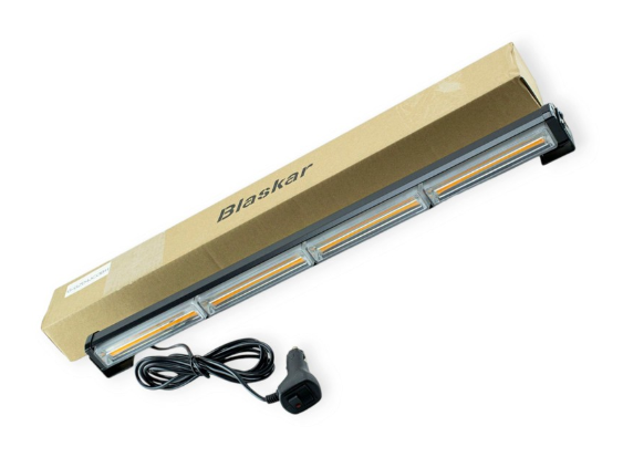 фара дополнительная LED  прямоуг. 600х40х45 (Д/В/Ш) 4 секции желтый+ стробоскоп+штекер в прикури