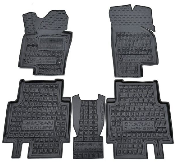 коврики салона VW Sharan 2010-> (5мест) борт 2,5см, с перемычкой