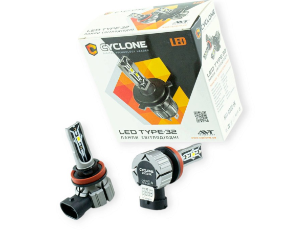 лампа LED H8/H9/H11/H16 12V Type 32 15W 6000K 4800L радиатор