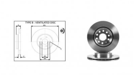диск тормозной пер. VW Caddy III, Golf 5, Jetta III (280mmx22mm)  (APLUS)