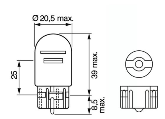 лампа БЦ 12V21/5W W3х16q BOSCH 1987302252 - зображення 2