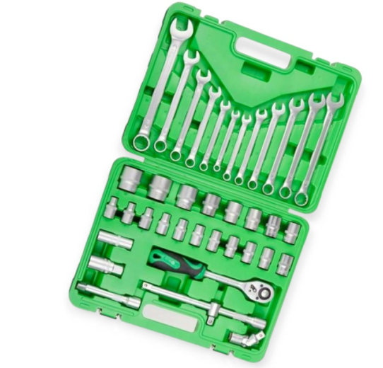 набор инструмента 1/2"  38 шт,  8-32 мм с ключами 8-22 мм, трещ., удленит., кардан., вороток