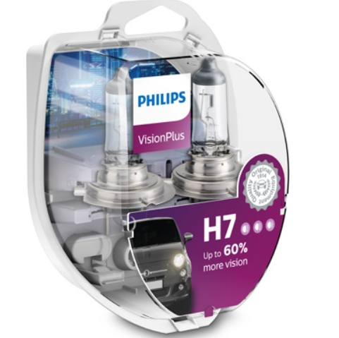 лампа H7 12V 55 W PHILIPS Vision Plus+60% (2шт)