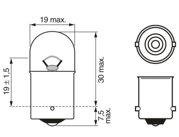 лампа A 12V R5W BA15s BOSCH 1987302204 - зображення 2