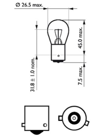 лампа A 12V PR21W BAW15d PHILIPS RED смещ. цоколь 12088CP - зображення 2