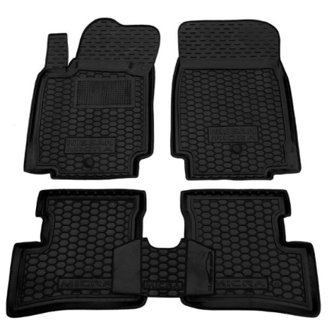 коврики салона Nissan Micra 2003-2010 борт 2,5см, с перемычкой