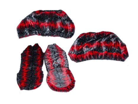 чехлы салона универс. "меховые" красные 3-х цветные  №4