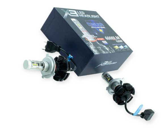 лампа LED H4 12V-24V X3 6000K 6000L 50W радиатор