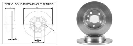 диск тормозной зад. VW T-4 2.5 (65-75 kwt) (96-03) (280mmx12mm)  (APLUS)