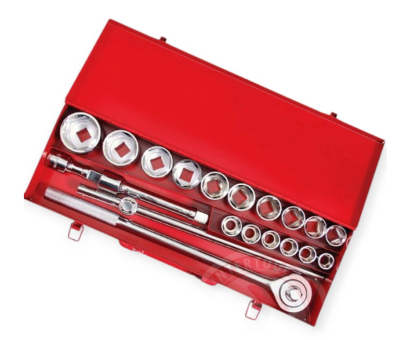 набор инструмента 3/4" 20 шт с трещ., удленит., вороток (метал. кейс) ГРУЗОВИК ET-6024 - зображення 2