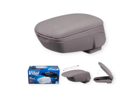 подлокотник - универсальный пластик/кожзам Vitol сдвижной серый