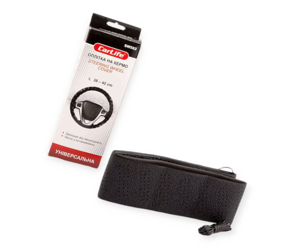 оплетка руля  L  кожзам  (38 - 42 см)  черная перфор. CarLife SW582 - зображення 3