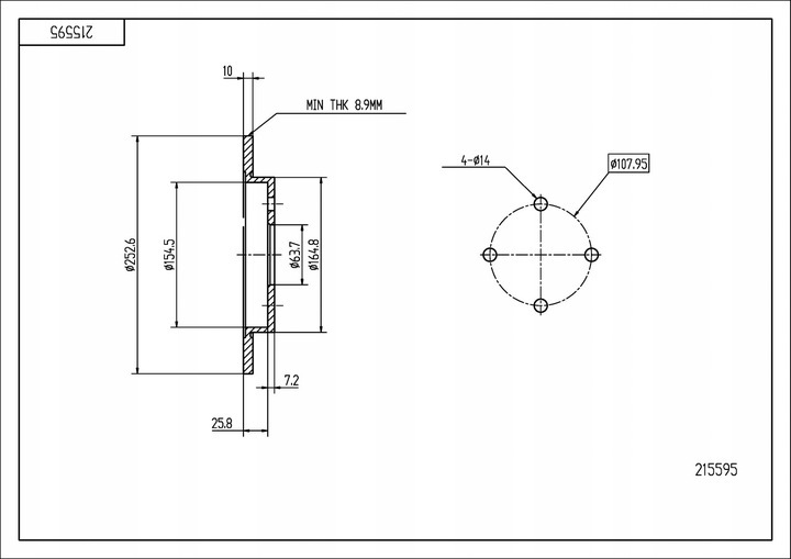 диск тормозной зад. Ford Sierra, Scorpio, Focus (d253x10mm)  (HART)