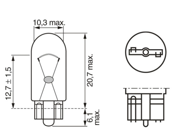лампа БЦ 12V 3W W2.1х9.5d BOSCH 1987302217 - зображення 2