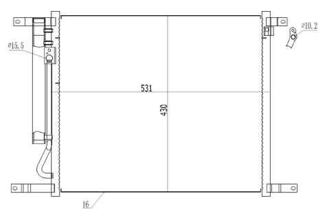 радиатор кондиционера AVEO-Т255 1,6 (08-), Vida (12-) 1,5 с рессивером (HART)