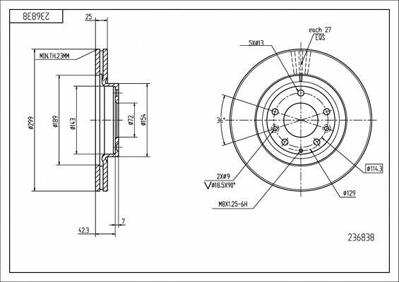 диск тормозной пер. Mazda 6 (07-13) (299x25)  (HART)