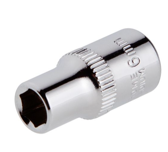 головка торцевая шестигранная 1/4"  6 мм CrV