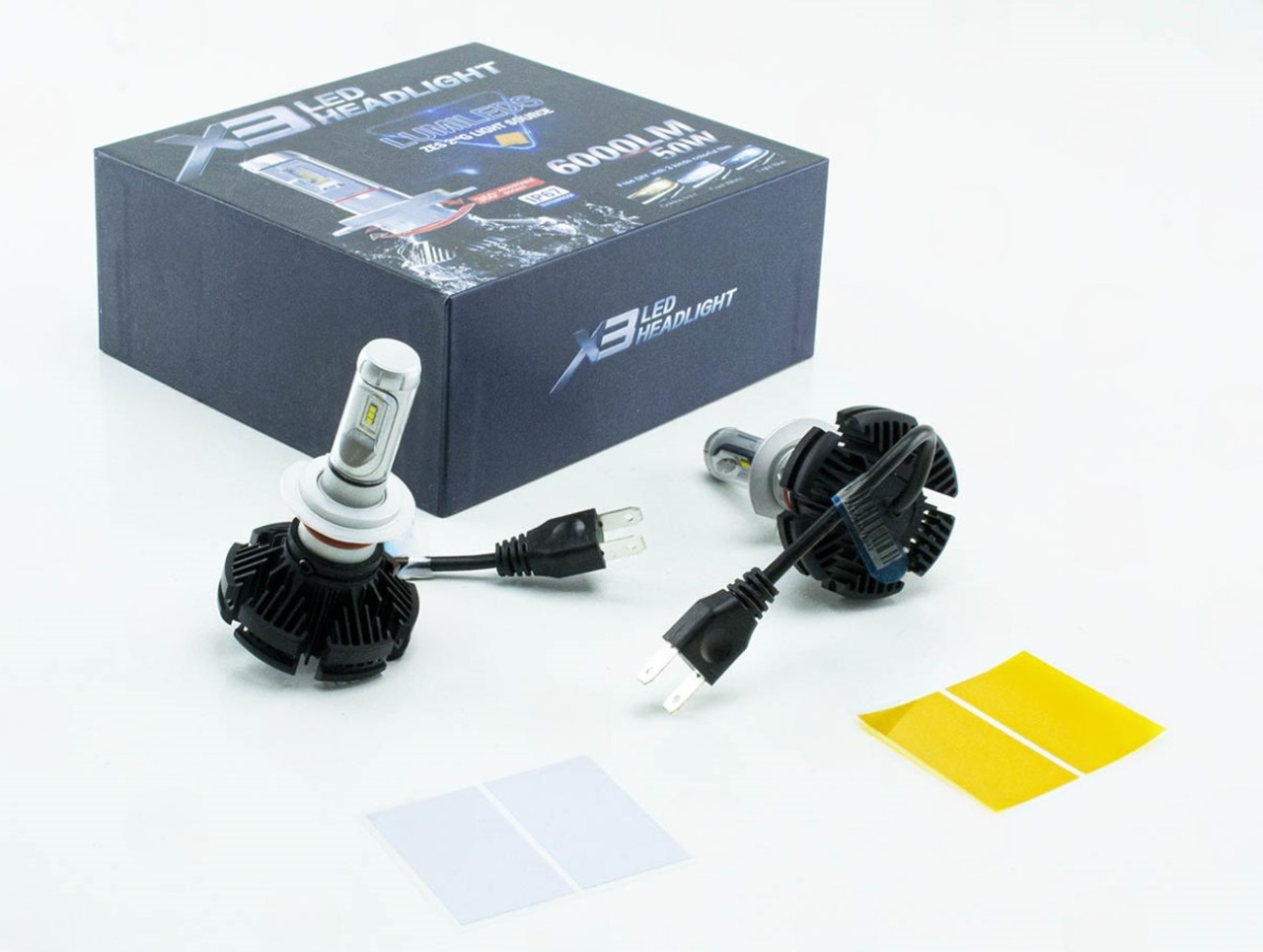 лампа LED H7 12V-24V X3 6000K 6000L 50W радиатор