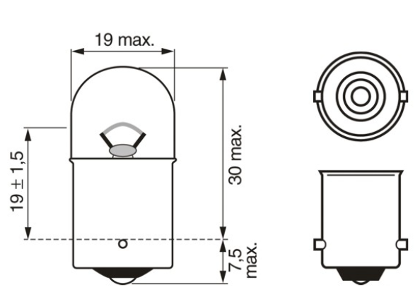 лампа A 12V R5W BA15s BOSCH (пара) 1987301022 - зображення 2