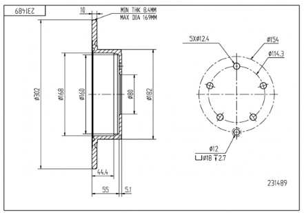 диск тормозной зад. Mitsubishi Outlander, ASX, Peugeot 407 06-> (d302x10)  (HART)