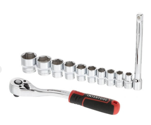 набор головок  3/8"  12 шт, 10-24 мм с трещ., удленит. (планшет) Storm ET-8013 - зображення 2