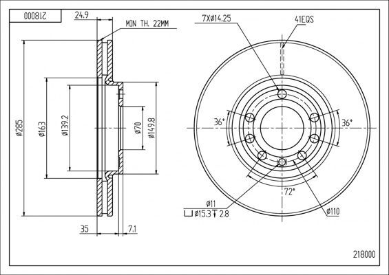 диск тормозной пер. Opel Vectra C  (285mmx25mm)  (HART)